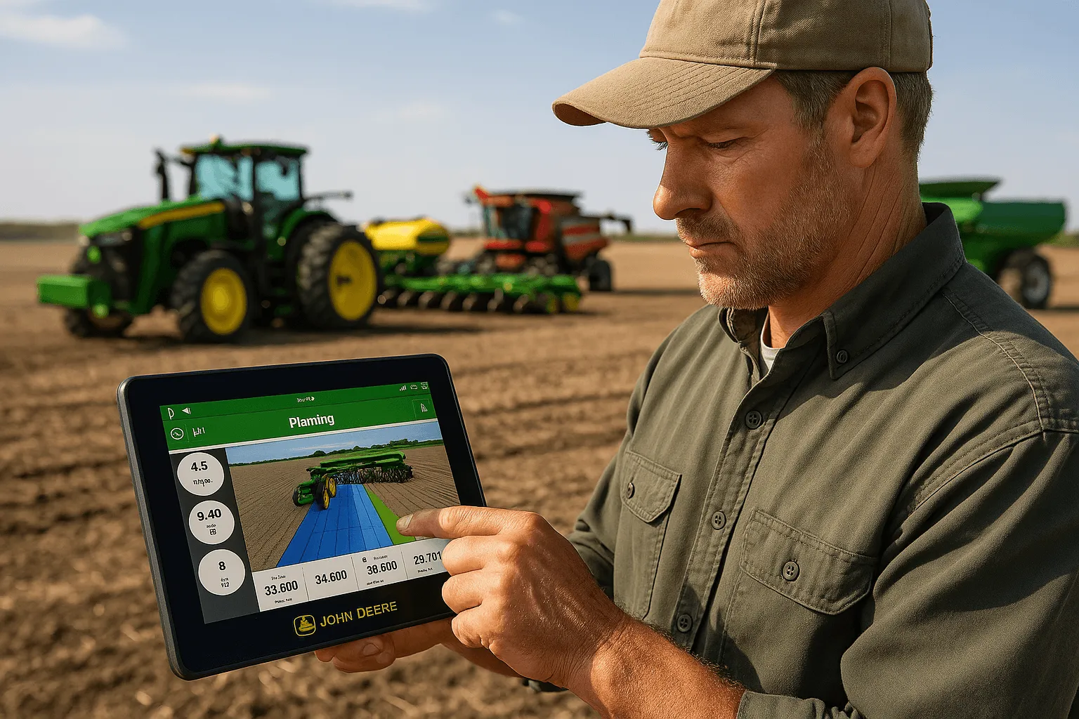 Water-resistant John Deere G5 Plus Universal Display with water droplets