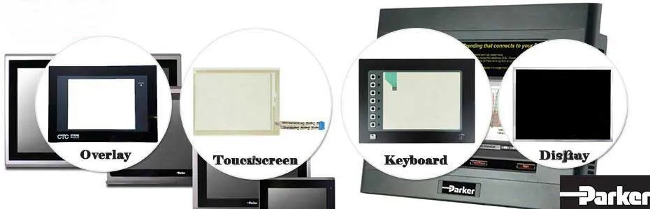 Parker Industrial HMI Parts- touchscreen panel, protective film, membrane keypad, lcd display