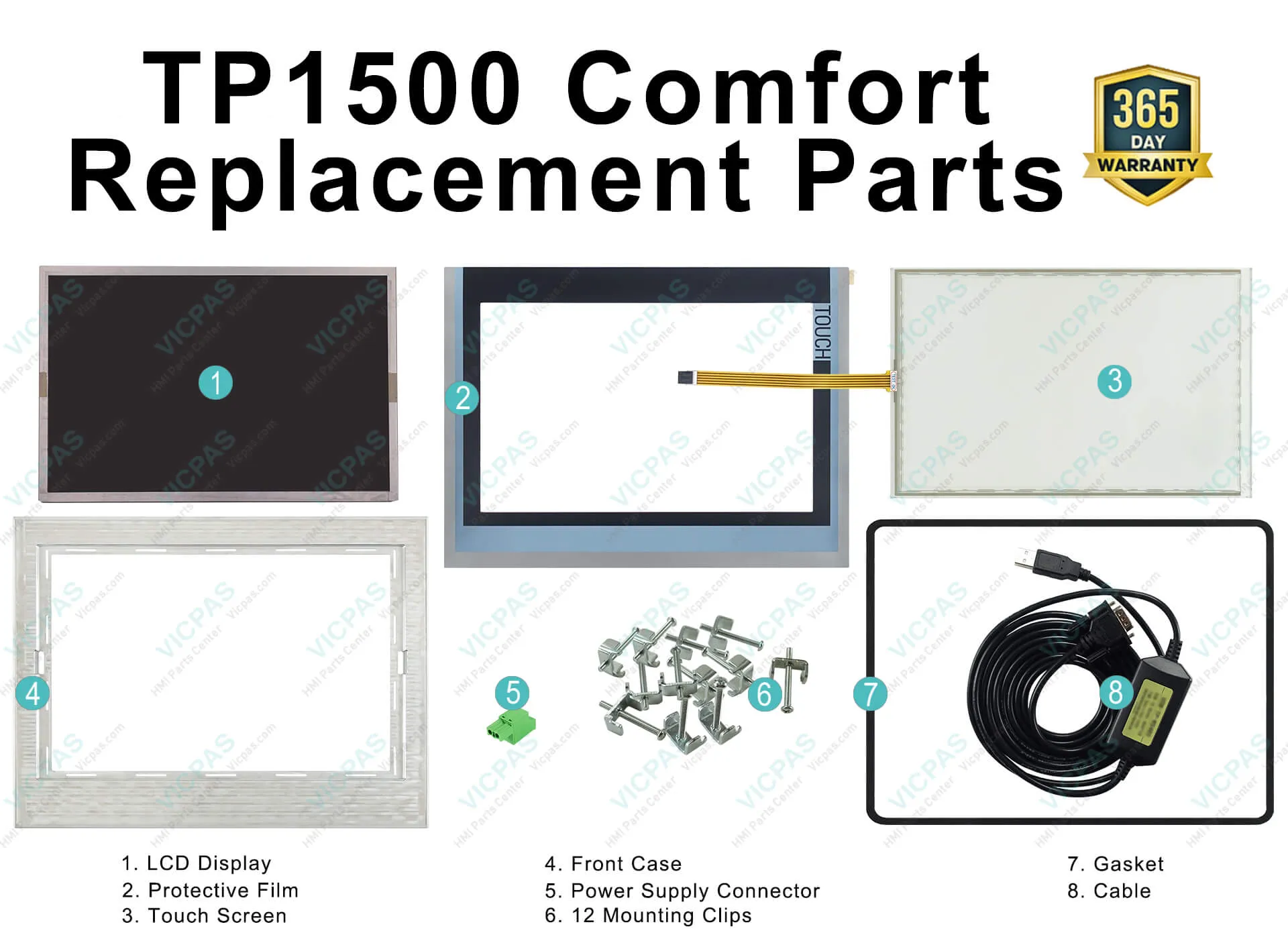 Kernfix TP1500 Comfort replacement parts display with warranty badge
