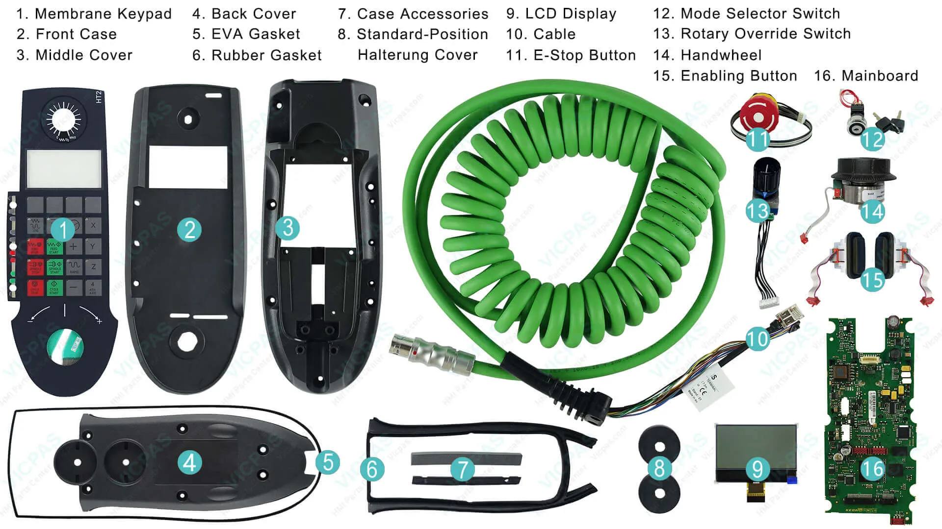 High-quality replacement parts for Siemens HT2 (6FC5303-0AA00-2AA0) including membrane keypad and plastic housing from KernfixS